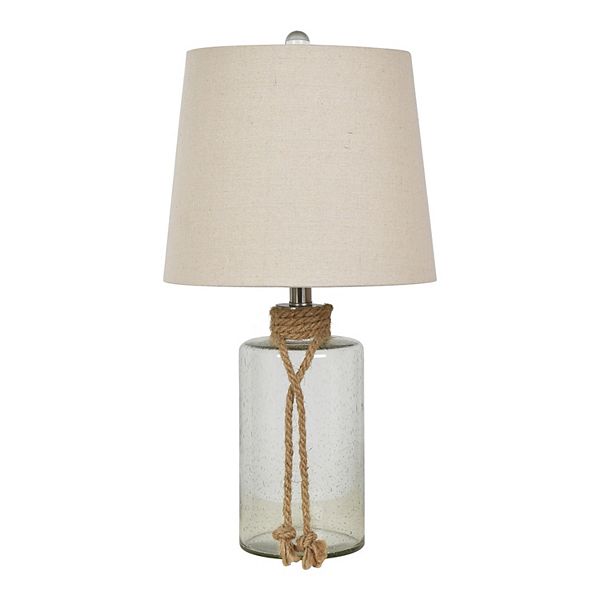 Midsomer 23-inch Glass and Rope Tapered Drum Table Lamp, Clear