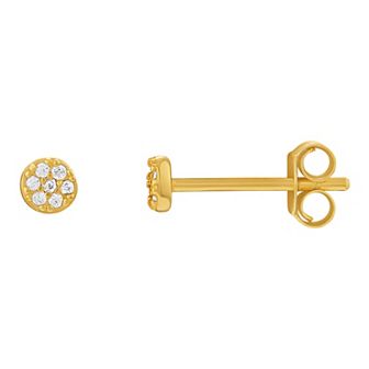 PRIMROSE Sterling Silver Cubic Zirconia Round Pave Stud Earrings