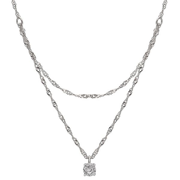 Jewelry Necklaces Necklace with Pendants Sterling Silver Rhodium-plated Double Strand CZ Tree Necklace
