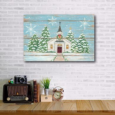 COURTSIDE MARKET White Christmas Chapel Canvas Wall Art