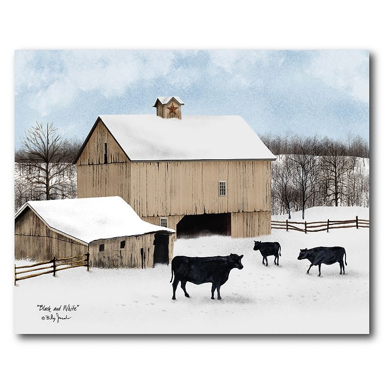 COURTSIDE MARKET Black & White Farm Canvas Wall Art, Multicolor, 20X24