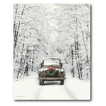 COURTSIDE MARKET Merry Christmas Truck Canvas Wall Art