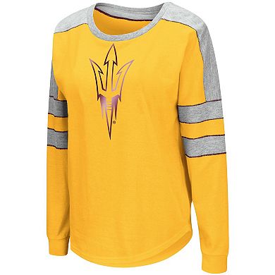 Women's Colosseum Gold Arizona State Sun Devils Trey Dolman Long Sleeve T-Shirt