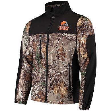 Men's Dunbrooke Realtree Camo/Black Cleveland Browns Circle Hunter Softshell Full-Zip Jacket