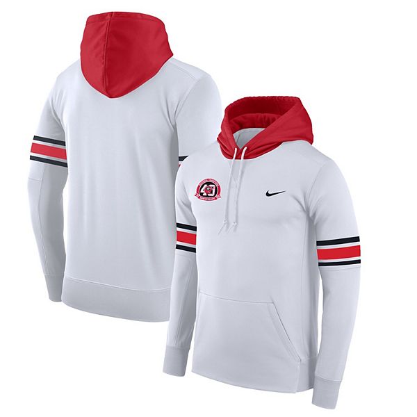 Men's Nike White Georgia Bulldogs 1980 National Champions 40th Anniversary  Striped Therma Pullover Hoodie