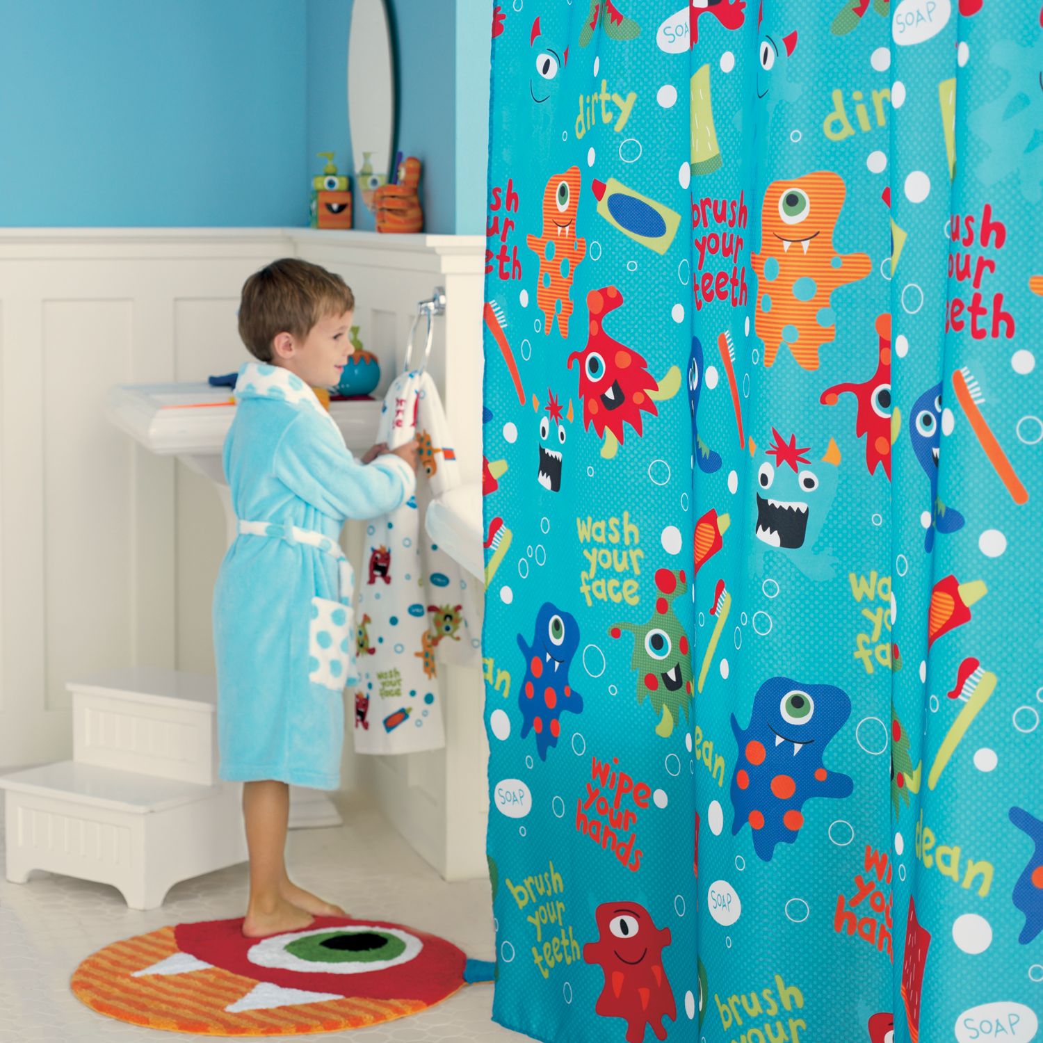 Jumping Beans Monster Fabric Shower Curtain