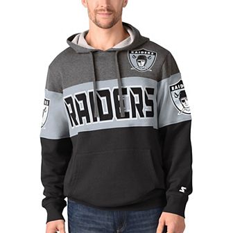 Men's Starter Gray/Silver Las Vegas Raiders Extreme Fireballer Throwback Pullover Hoodie
