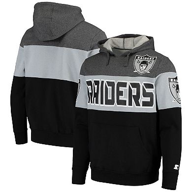 Men's Starter Gray/Silver Las Vegas Raiders Extreme Fireballer Throwback Pullover Hoodie