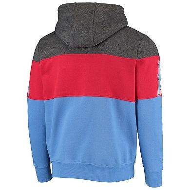 Men's Starter Gray/Red Houston Oilers Extreme Fireballer Throwback Pullover Hoodie