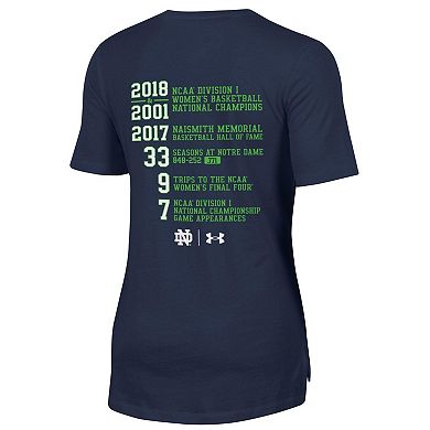 Women's Under Armour Navy Notre Dame Fighting Irish Muffet McGraw Legend T-Shirt