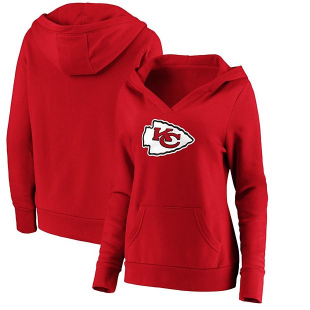 Women's Fanatics Branded Red Kansas City Chiefs Primary Team Logo V-Neck  Pullover Hoodie