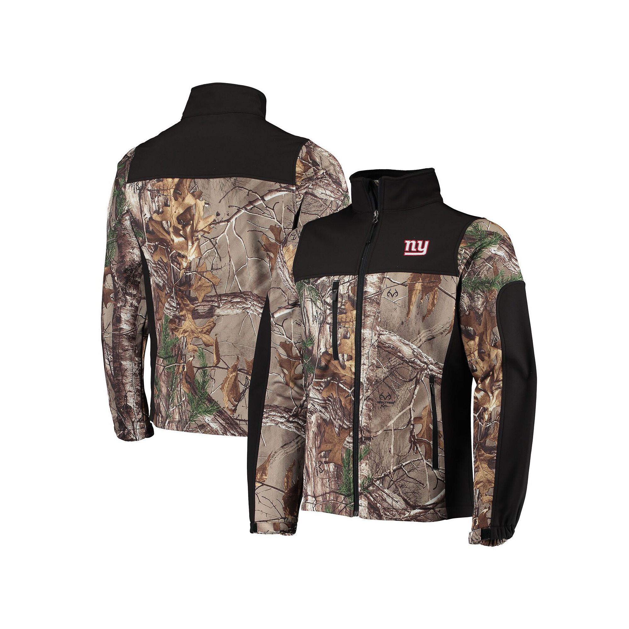 Mens Dunbrooke Realtree Camo/Black New York Giants Circle Hunter Softshell