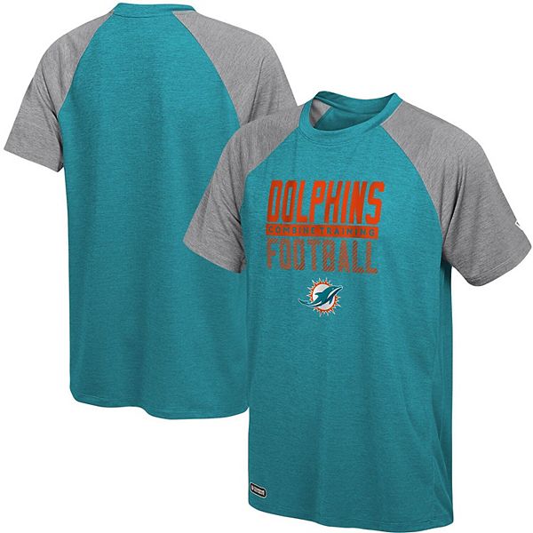 Men's Miami Dolphins New Era Aqua Combine Authentic O-Line Raglan