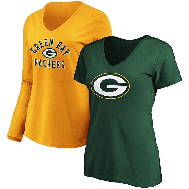 Green Bay Packers Fanatics Branded Women's Go Pack Go Long Sleeve V-Neck T- Shirt - Green