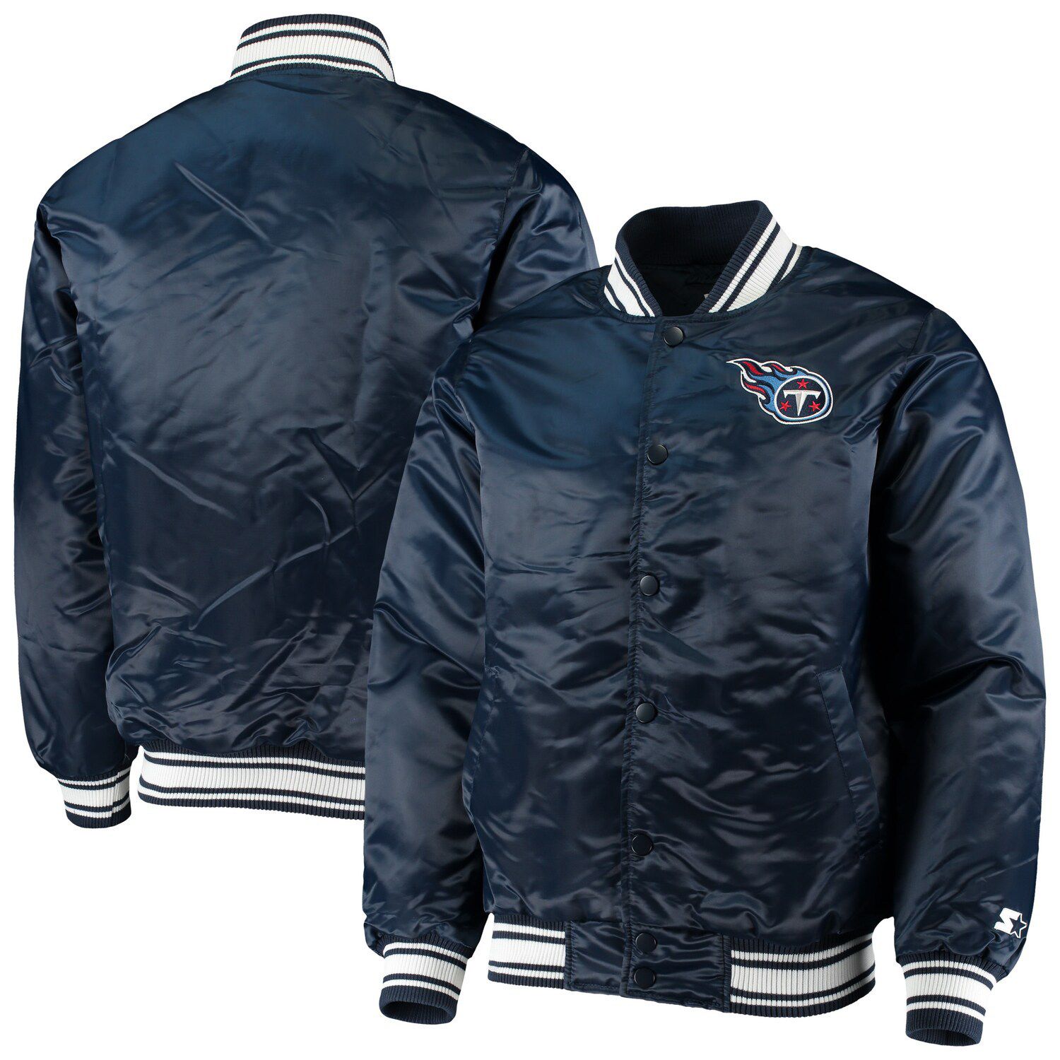 Starter Navy Detroit Tigers The Ace Satin Full-Snap Jacket