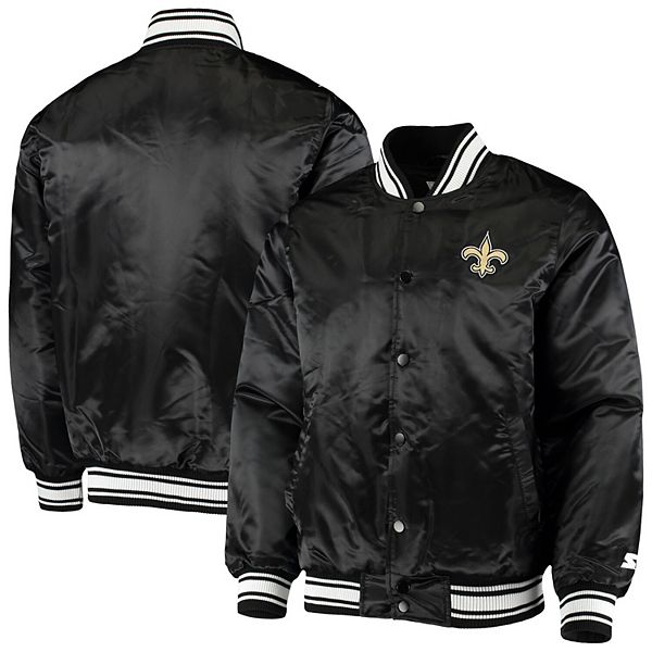 Women's Starter Black New Orleans Saints Varsity Lover Satin Full-Snap  Jacket