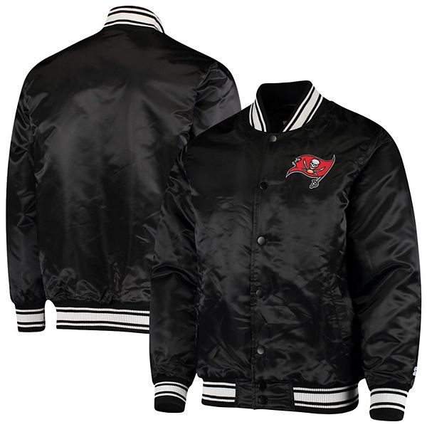 Men's Starter Black Tampa Bay Buccaneers Locker Room Satin Varsity  Full-Snap Jacket