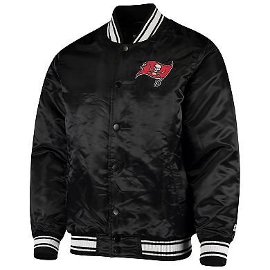Men's Starter Black Tampa Bay Buccaneers Locker Room Satin Varsity Full-Snap Jacket