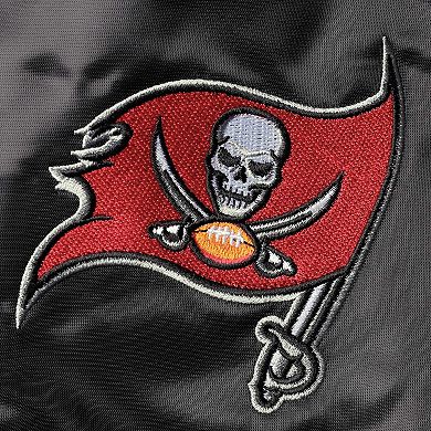 Men's Starter Black Tampa Bay Buccaneers Locker Room Satin Varsity Full-Snap Jacket