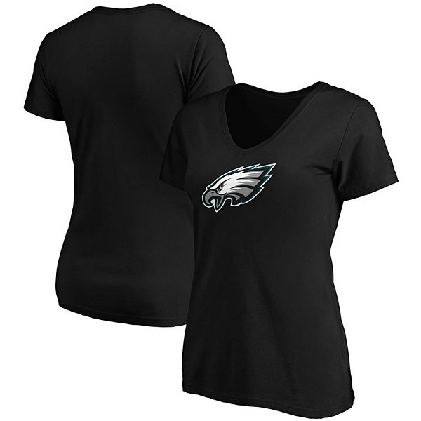 Women's Fanatics Branded Black Philadelphia Eagles Primary Team Logo V-Neck  T-Shirt
