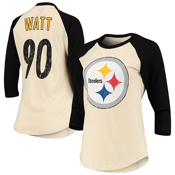 Women's Fanatics Branded T.J. Watt Cream/Black Pittsburgh Steelers