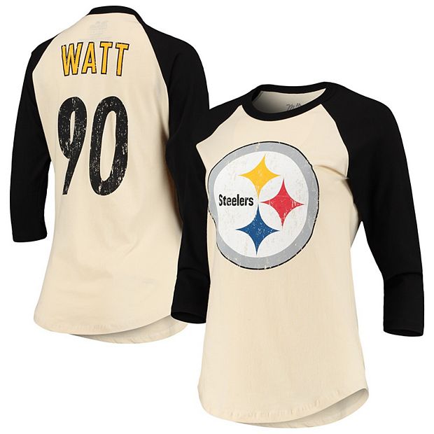 Women's Fanatics Branded T.J. Watt Black Pittsburgh Steelers Player Icon  Name & Number V-Neck T-Shirt