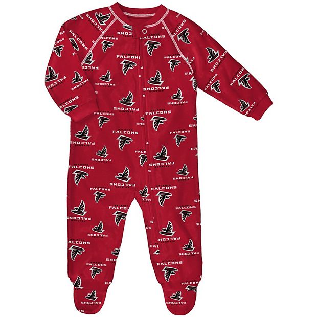 Infant Red Atlanta Falcons Raglan Full-Zip Sleeper