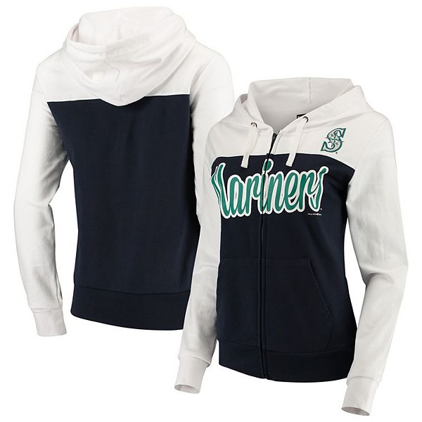 Women's Seattle Mariners New Era Navy Plus Size Color-Block Full-Zip Hoodie