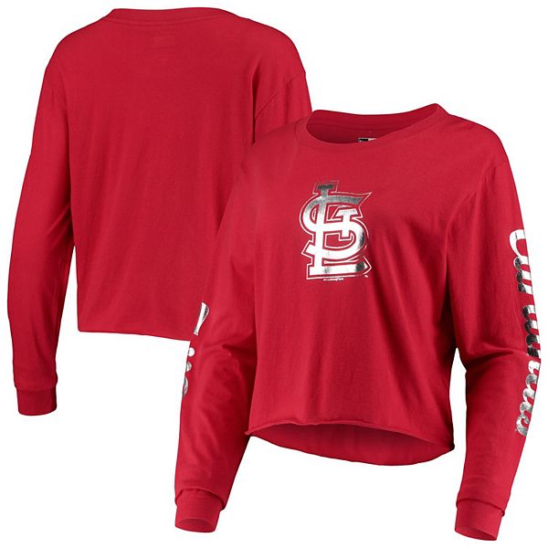 Women's New Era Red St. Louis Cardinals Baby Jersey Long Sleeve Cropped  T-Shirt