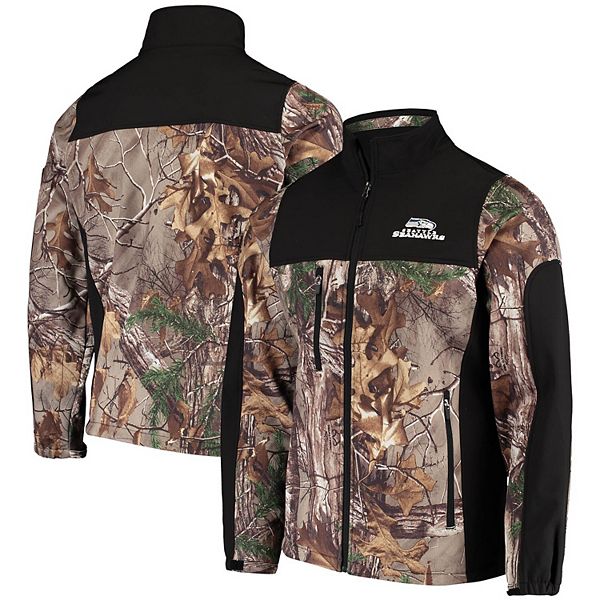 Men's Dunbrooke Realtree Camo/Black Seattle Seahawks Circle Hunter  Softshell Full-Zip Jacket 