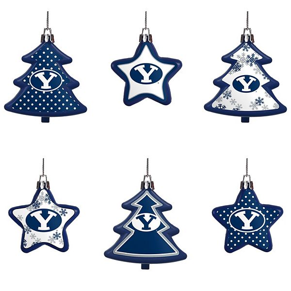BYU Cougars Six-Pack Shatterproof Tree And Star Ornament Set