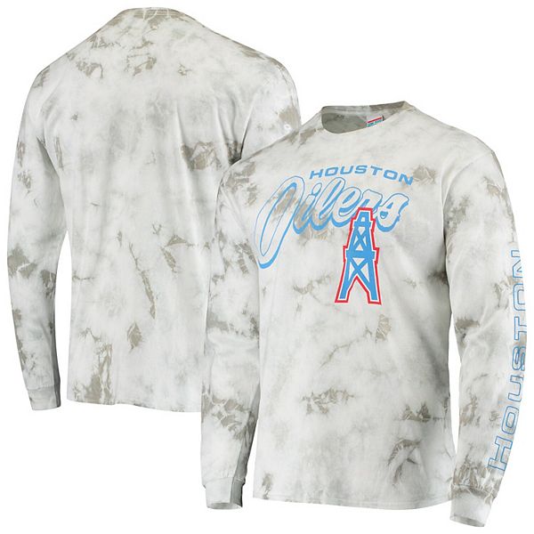 Men's Junk Food Black Houston Oilers Tie-Dye Long Sleeve T-Shirt