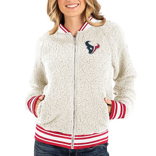 Women's New Era Cream Houston Texans Athletic Sherpa Full-Zip Jacket