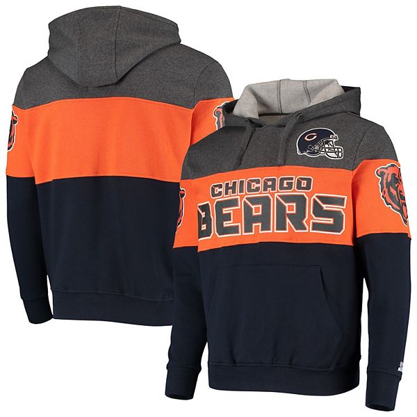 Men's Starter Heathered Gray/Orange Chicago Bears Extreme Fireballer  Pullover Hoodie