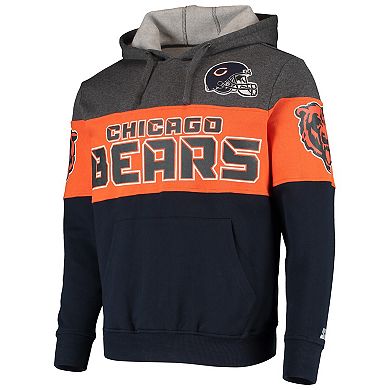 Men's Starter Heathered Gray/Orange Chicago Bears Extreme Fireballer Pullover Hoodie
