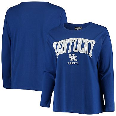 Women's Royal Kentucky Wildcats Plus Size Logo Long Sleeve T-Shirt