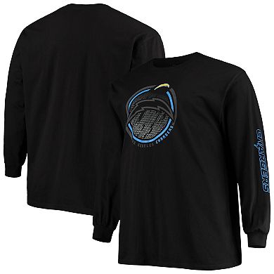 Men's Fanatics Branded Black Los Angeles Chargers Big & Tall Color Pop Long Sleeve T-Shirt