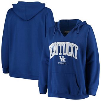Women's Royal Kentucky Wildcats Plus Size Notch Neck Pullover Hoodie