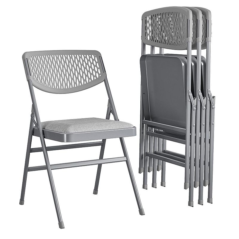 Cosco Commercial Folding Chair 4-piece Set, Grey