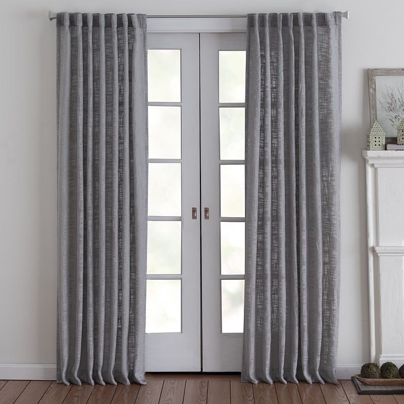 Corona Curtain Eastman Solid Back Tab Window Curtain, Gray 95” length