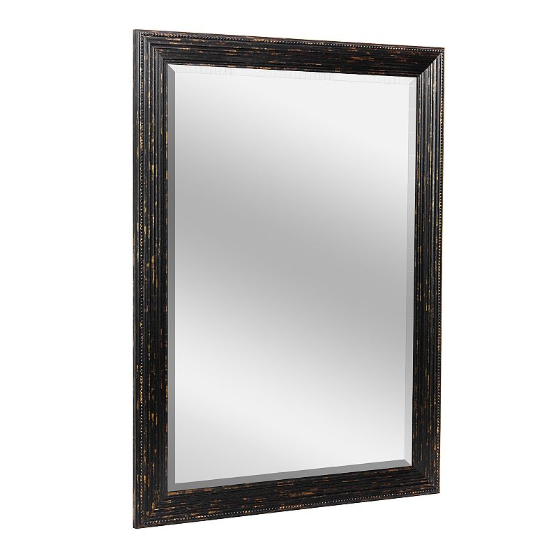 Head West Black Wash Beaded Frame Wall Mirror 25 x 31, 25X31