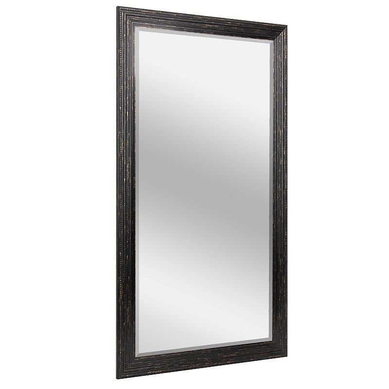 Head West Black Wash Beaded Frame Wall Mirror 41.5 x 29.5, 41.5X29.5
