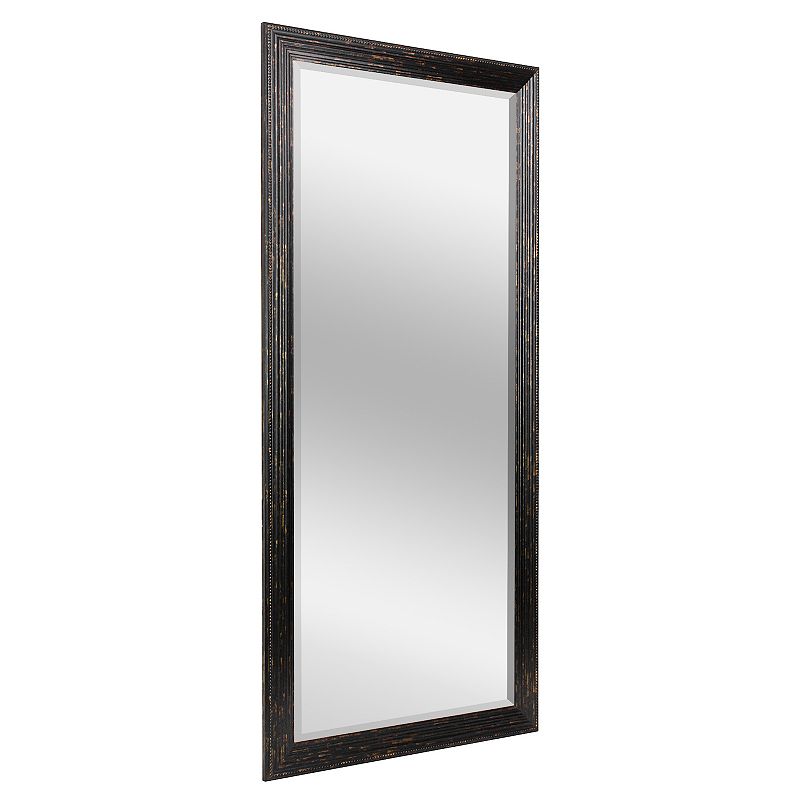 Head West Black Wash Beaded Frame Wall Mirror 53.5 x 29.5