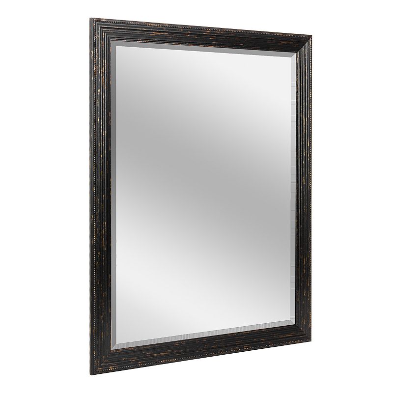 Head West Black Wash Beaded Frame Wall Mirror 45.5 x 35.5, 45.5X35.5