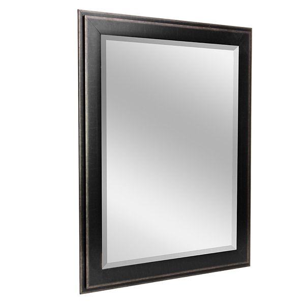 Head West Black TwoStep Frame Bevel Wall Mirror 43" x 31"
