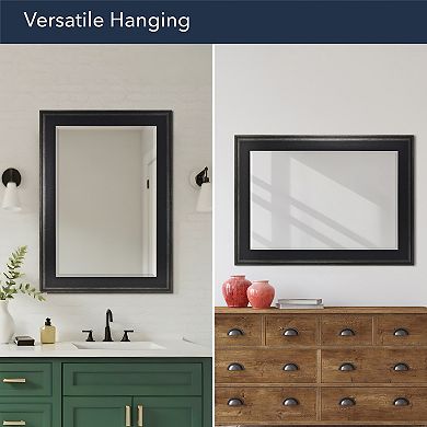 Head West Black Two-Step Frame Bevel Wall Mirror 43" x 31"