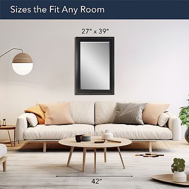 Head West Black Two-Step Frame Bevel Wall Mirror 43" x 31"