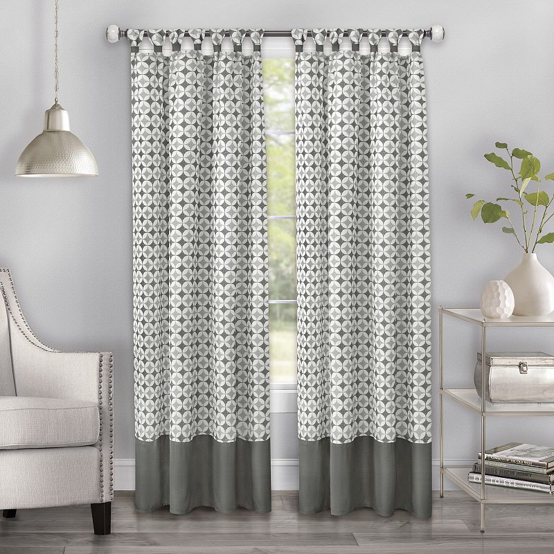 Achim Callie Cuff Tab Top Window Curtain, Grey, 52X63