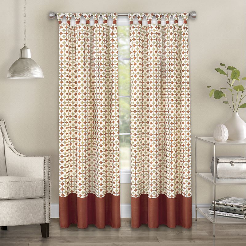 Achim Callie Cuff Tab Top Window Curtain, Beig/Green, 52X84