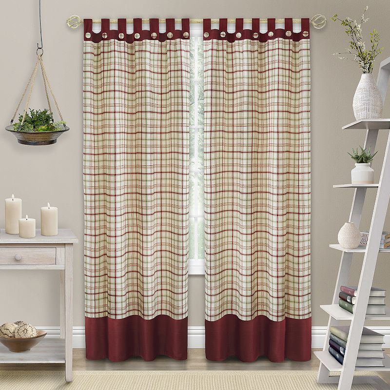 UPC 054006260777 product image for Achim Tattersall Button Tab Top Window Curtain, Red | upcitemdb.com